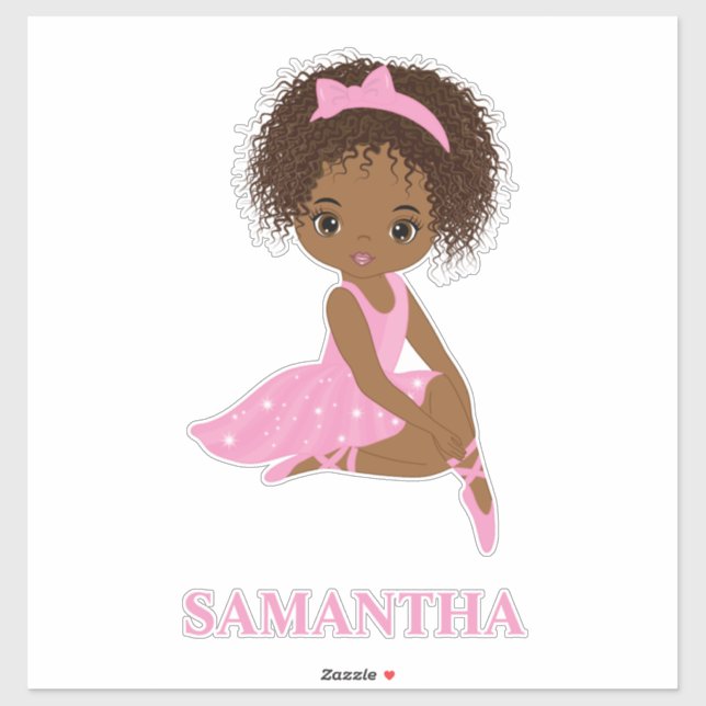 African Amecan Ballerina Girl Vinyl Sticker (Sheet)