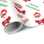 African-Americam Santa Claus Christmas custom Wrapping Paper<br><div class="desc">Cute African-American Santa Claus Christmas custom personalized wrapping paper or gift wrap holiday design that features a cute whimsical black Santa Claus,  the text “ Merry Christmas” and your name. Colours: red,  black,  green,  white</div>
