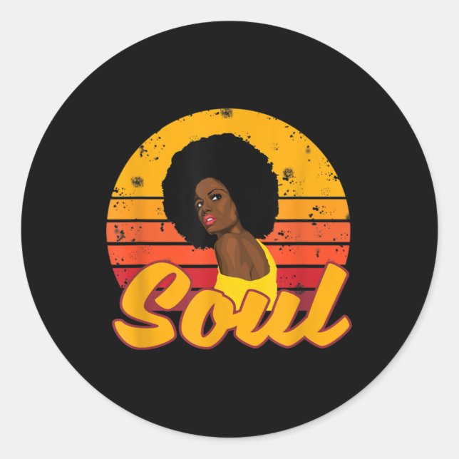 African American 70s 80s Funk Afro Disco Soul Classic Round Sticker (Front)