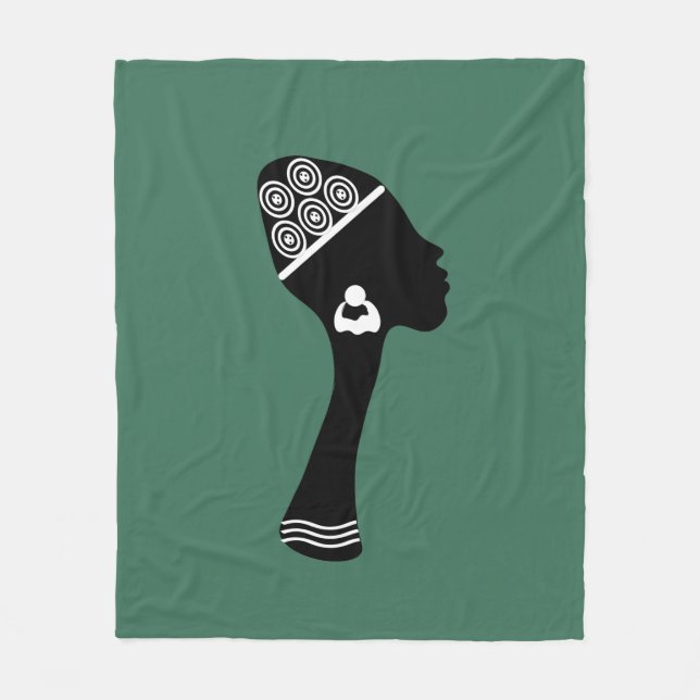 African American abstract woman profile Fleece Blanket (Front)