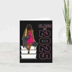 African American Afro Black Girl Graduation Cl Of  Card