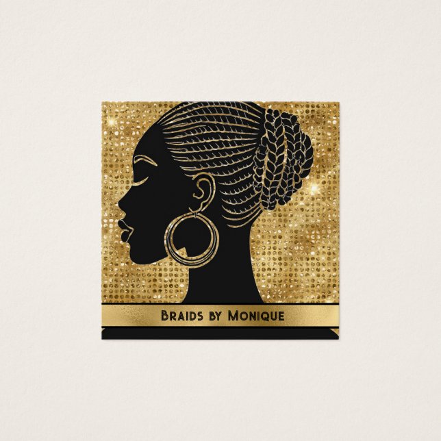 African American Afro Hair Braider Business Card (Front)