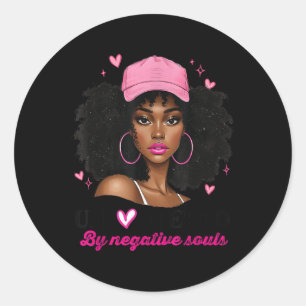 African American Afro Queen Sy Black Woman Unbothe Classic Round Sticker