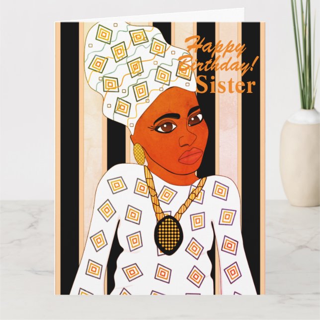 African American Afrocentric Sister Birthday Card (Front)