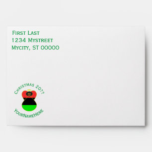 African American Angel Christmas Flag Personalized Envelope