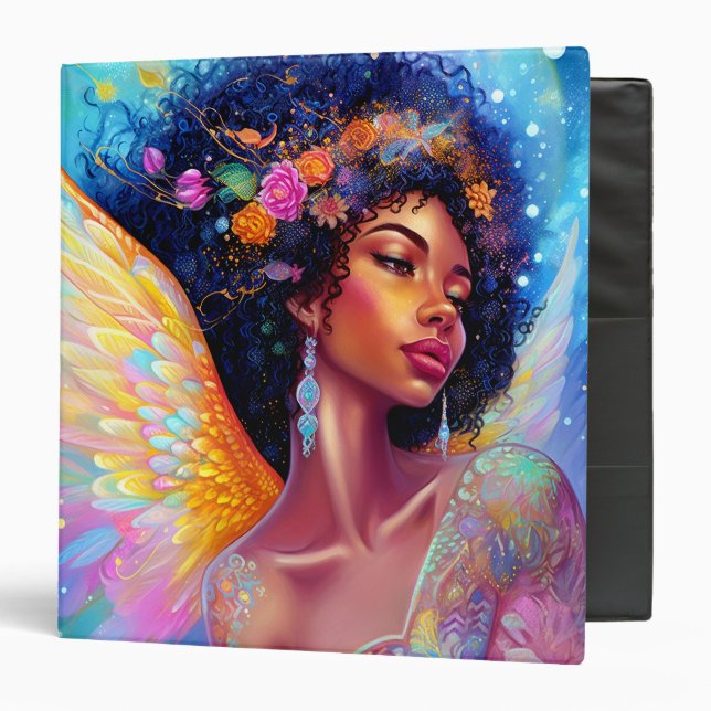 African American Angel Lady Fantasy Art Binder (Front/Inside)