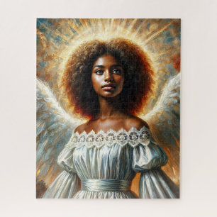 African American Angel With Halo Jigsaw Puzzle