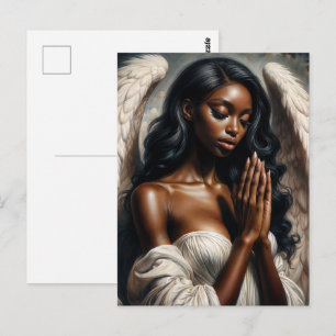 African American Angel Woman Praying Postcard