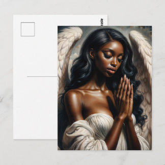 African American Angel Woman Praying Postcard