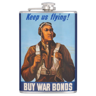 African American Aviators Fighter Pilots of WW2 Hip Flask