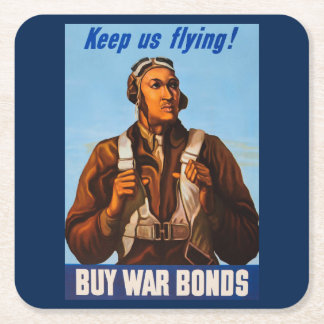 African American Aviators Fighter Pilots of WW2 Square Paper Coaster