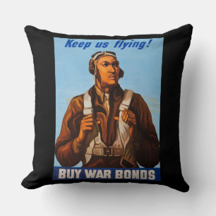 African American Aviators Fighter Pilots of WW2 Throw Pillow