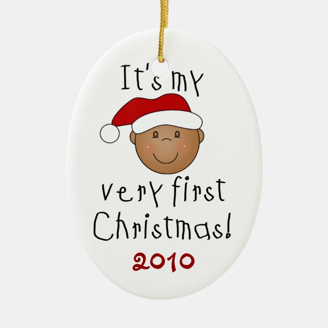 African American Baby 1st Christmas Ornament (Front)