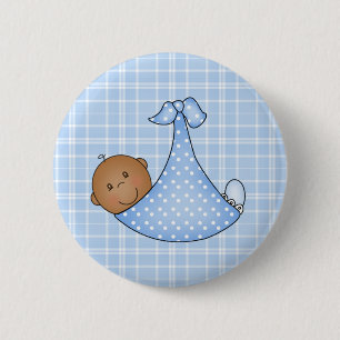 African American Baby Boy in Blanket  2 Inch Round Button