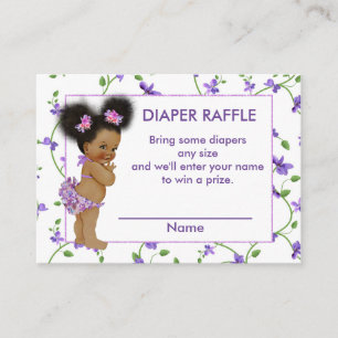 African American Baby Girl Diaper Raffle Enclosure Card