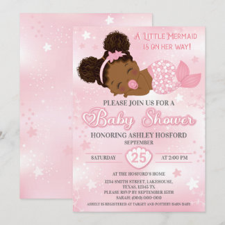 African American Baby Girl Shower Invitation