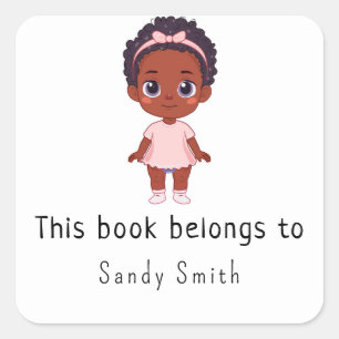 African american baby girl - This book belongs to Square Sticker