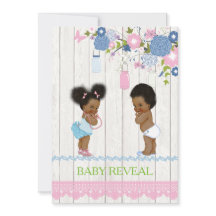 African American Baby Reveal Baby Shower Invitatio