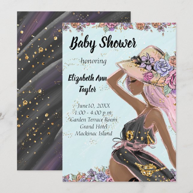 African American Baby Shower Invitation (Front/Back)