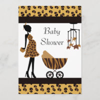 African American Baby Shower Invitation Safari