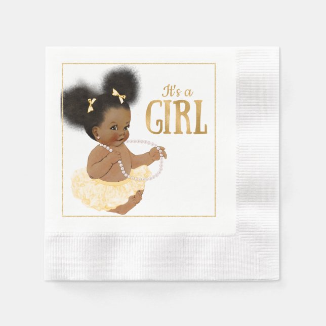 African American Baby Shower Paper Napkins (Front)