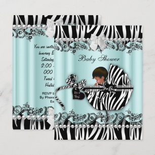 African American Baby Shower Zebra Boy or Girl Invitation