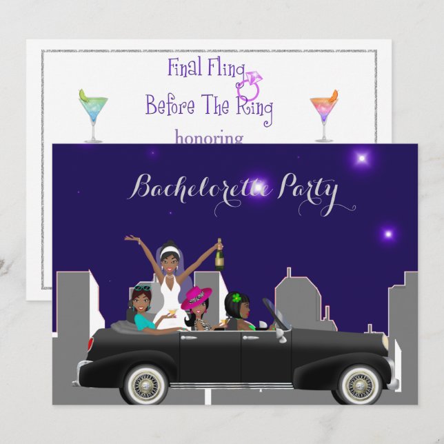 African American Bachlorette Party Invitatione Invitation (Front/Back)