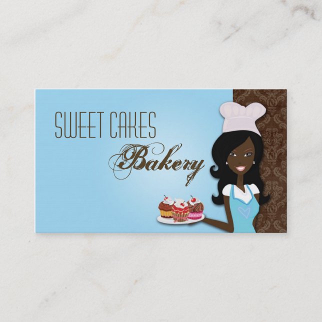 African American Baker Cup Cakes Business Card (Front)