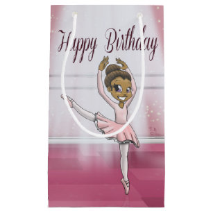 African American Ballerina Birthday Small Gift Bag