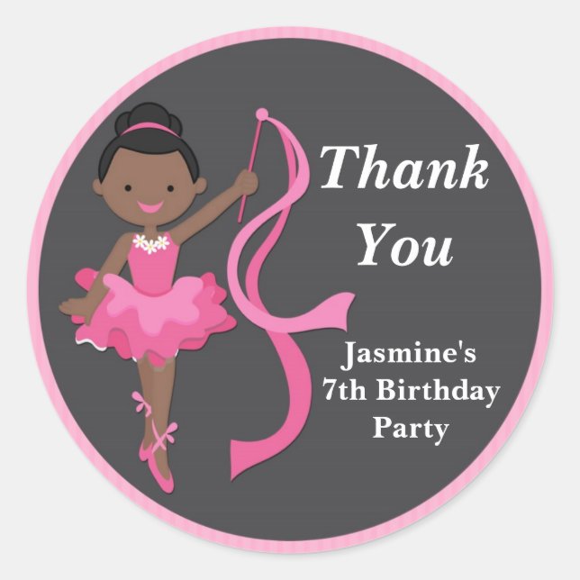 African American Ballerina Dance Party Sticker (Front)