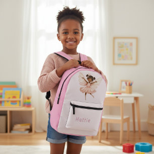 African American Ballerina Fairy Pink Backpack