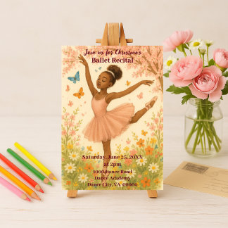 African American Ballerina in Bloom Dance Recital Invitation