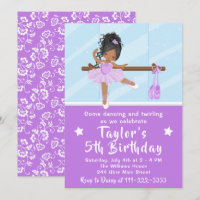 African American Ballerina in Purple Tutu Birthday