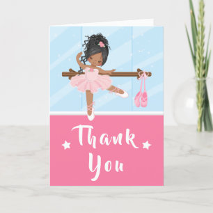 African American Ballerina Pink Birthday Thank You