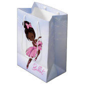 African American Ballerina Pink Tutu Ballet Dance Medium Gift Bag (Front Angled)