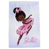 African American Ballerina Pink Tutu Ballet Dance Medium Gift Bag (Front)