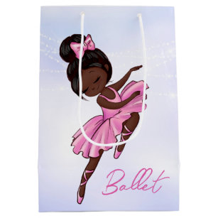 African American Ballerina Pink Tutu Ballet Dance Medium Gift Bag