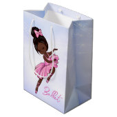 African American Ballerina Pink Tutu Ballet Dance Medium Gift Bag (Back Angled)
