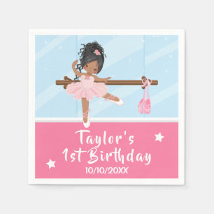 African American Ballerina Pink Tutu Birthday Napk Napkin