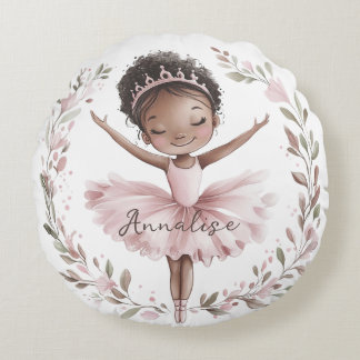 African American Ballet Dancer Round Pillow