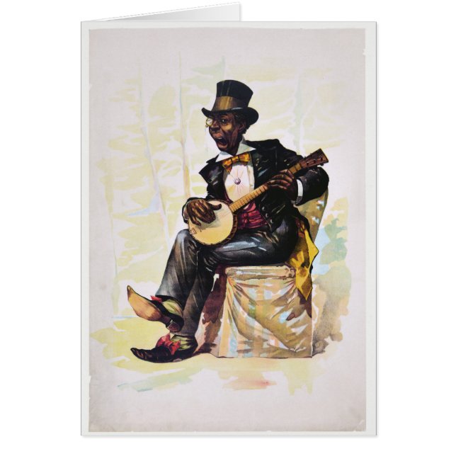 African American banjo player Vintage Lithograph (Front)