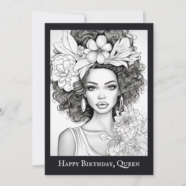 African American Beauty | Colour Your Own Postcard (Front)