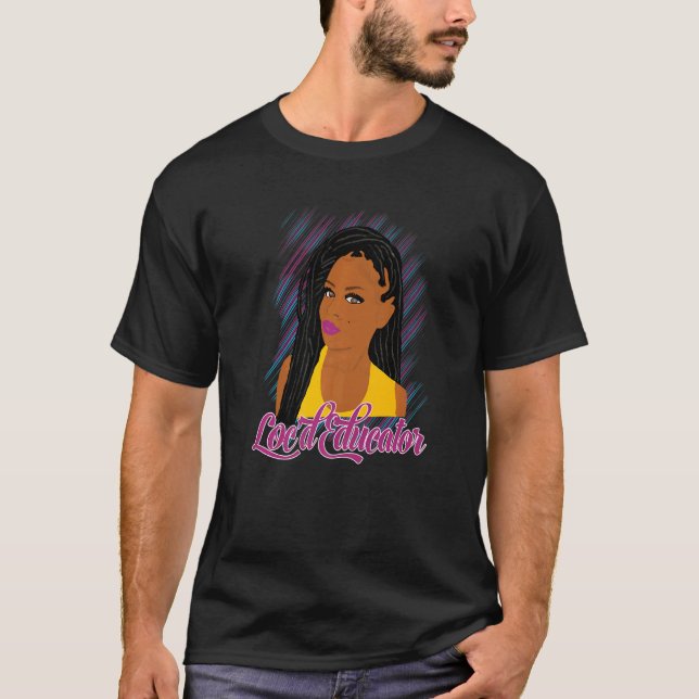 African American Black Educator Teacher With Long  T-Shirt (Front)