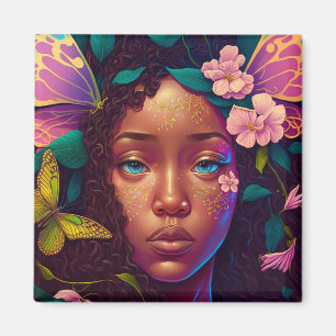 African American Black Fairy Fantasy Art Magnet