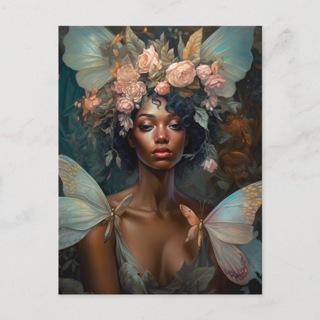 African American Black Fairy Fantasy Art Postcard (Front)
