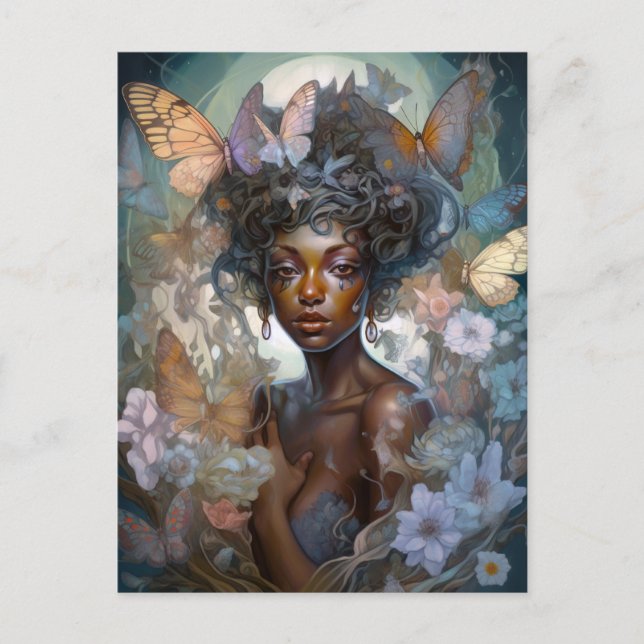 African American Black Fairy Fantasy Art Postcard (Front)