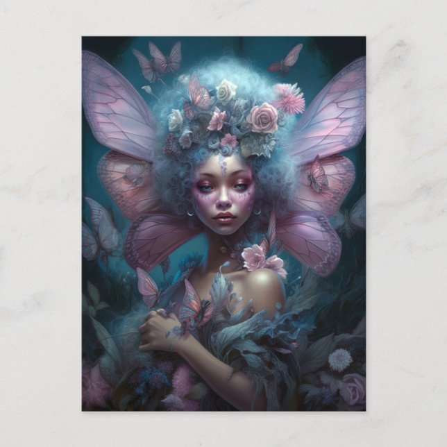 African American Black Fairy Fantasy Art Postcard (Front)