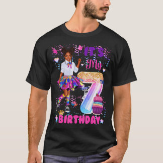 African American Black Girl 7 Year Old Its My 7Th T-Shirt