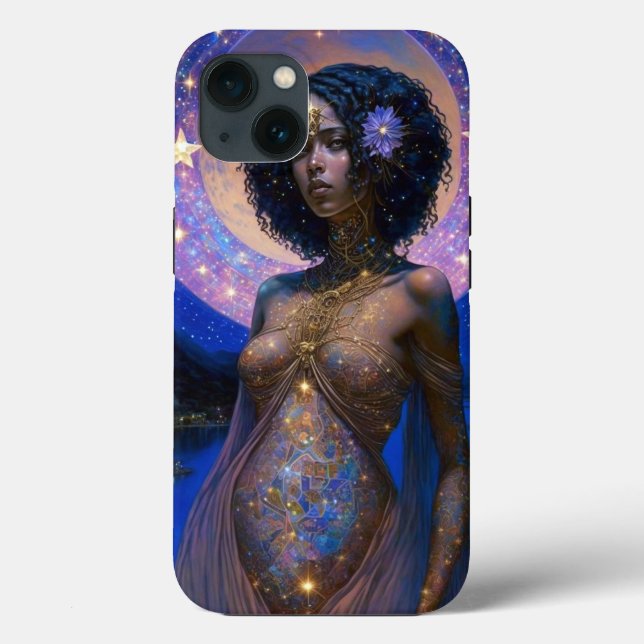 African American Black Goddess Queen Fantasy Art Case-Mate iPhone Case (Back)