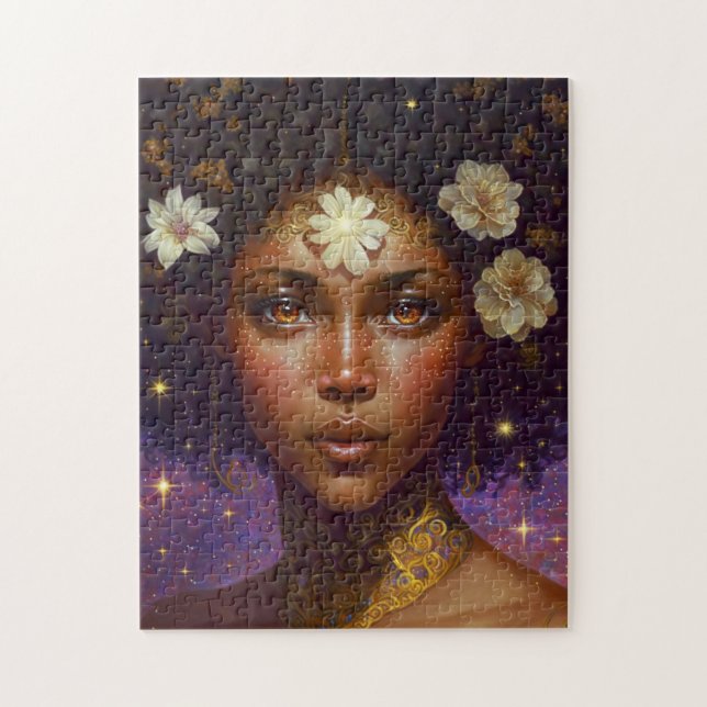 African American Black Goddess Queen Fantasy Art J Jigsaw Puzzle (Vertical)